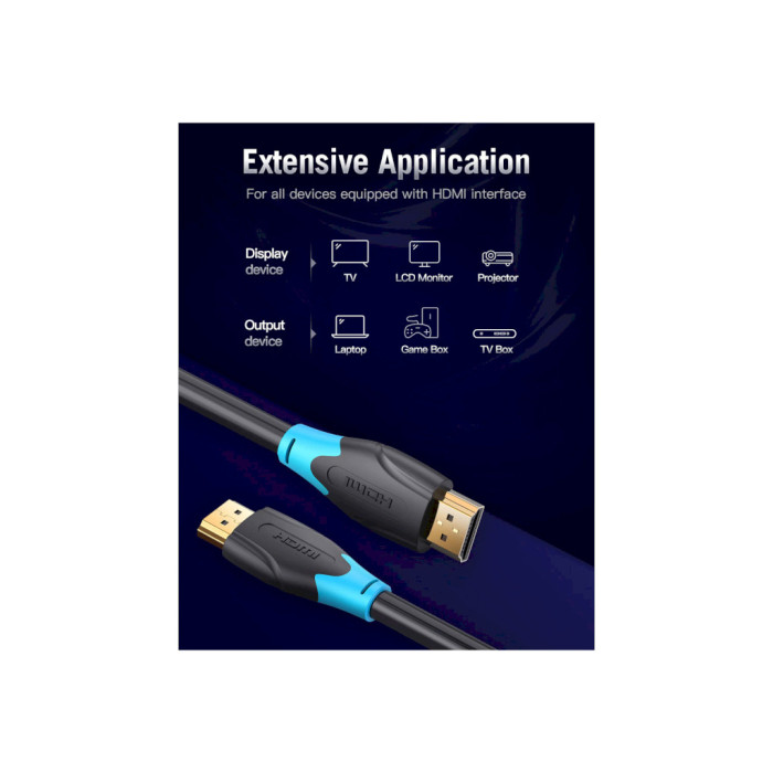 Кабель мультимедійний HDMI M to HDMI M 2.0m V2.0 4K30Hz Vention (AACBH)