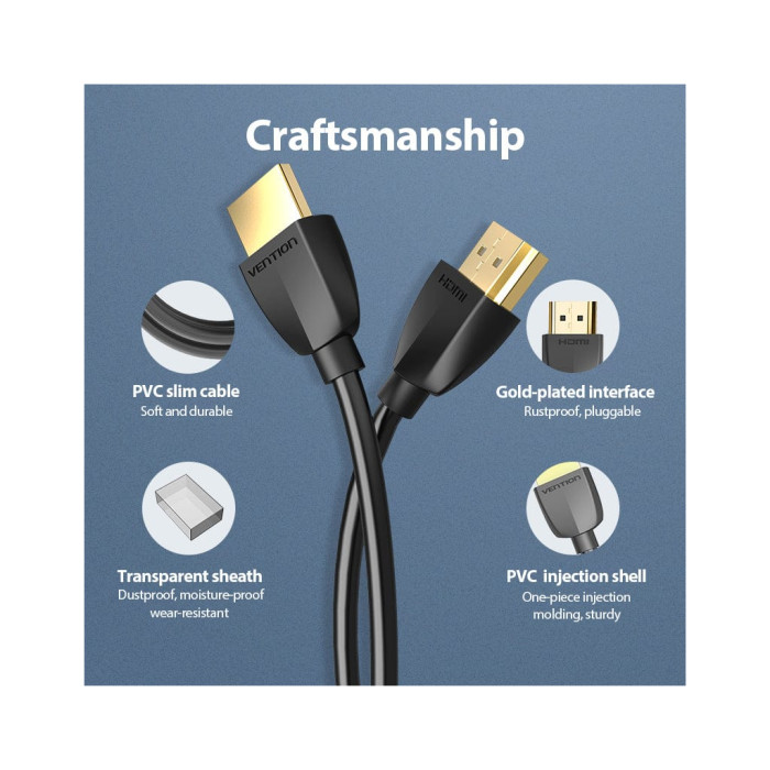 Кабель мультимедійний HDMI M to HDMI M 1.0m 4K60Hz black Vention (AAIBF)