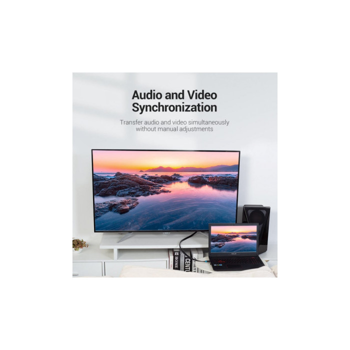 Кабель мультимедійний HDMI M to HDMI M 8.0m V2.0 4K60Hz PVC flat black Vention (AAKBK)