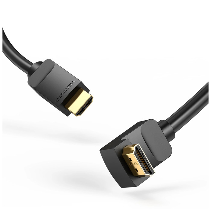 Кабель мультимедійний HDMI M to HDMI M 1.0m 4K60Hz 90° corner black Vention (AAQBF)