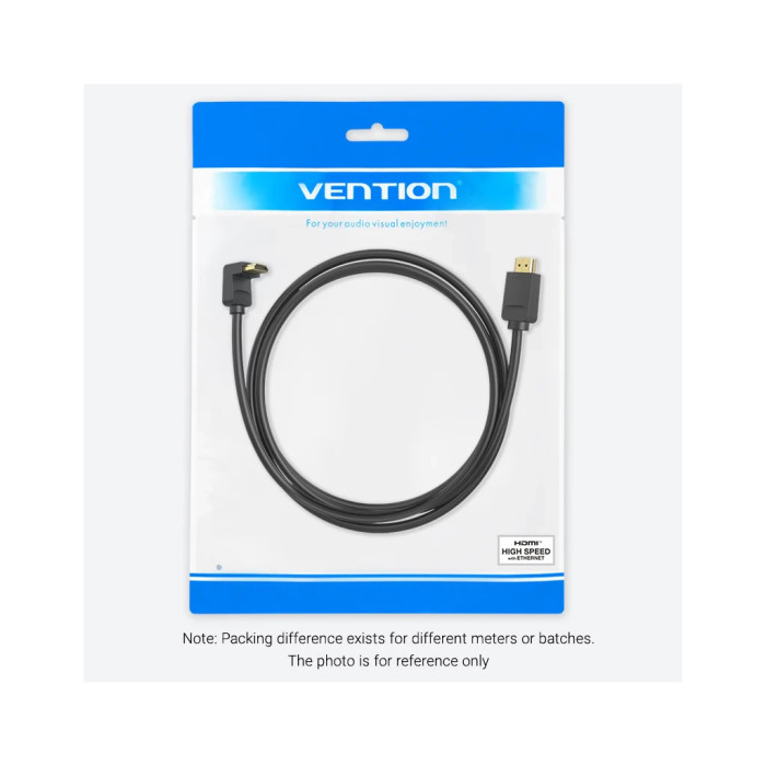 Кабель мультимедійний HDMI M to HDMI M 1.0m 4K60Hz 90° corner black Vention (AAQBF)