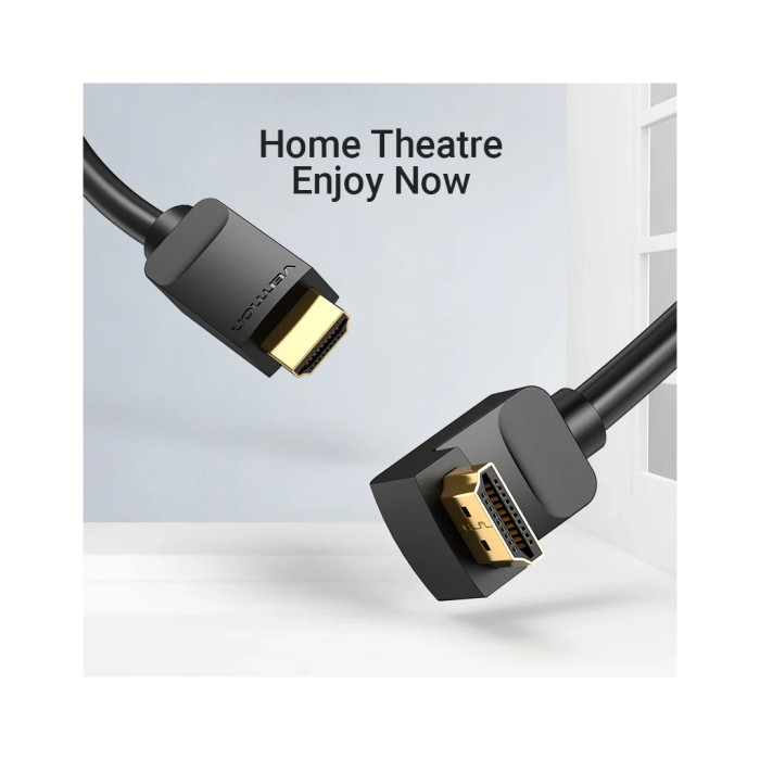 Кабель мультимедійний HDMI M to HDMI M 1.0m 4K60Hz 90° corner black Vention (AAQBF)