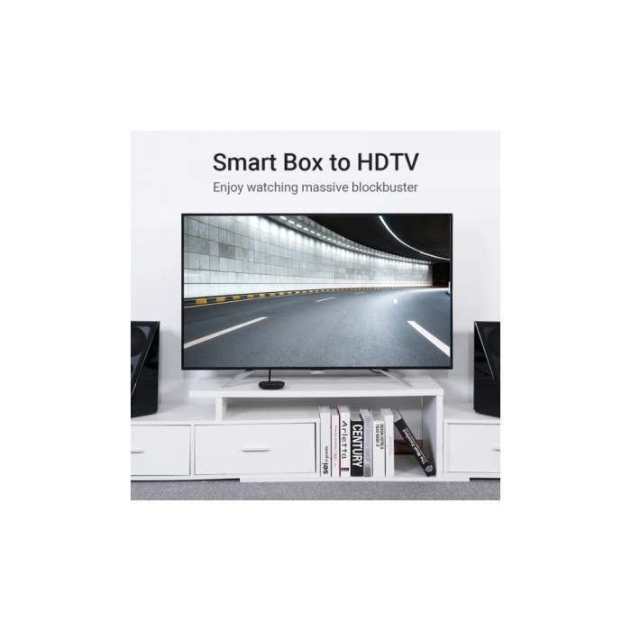 Кабель мультимедійний HDMI M to HDMI M 2.0m V2.0 4K60Hz 90° corner PVC black Vention (AAQBH)