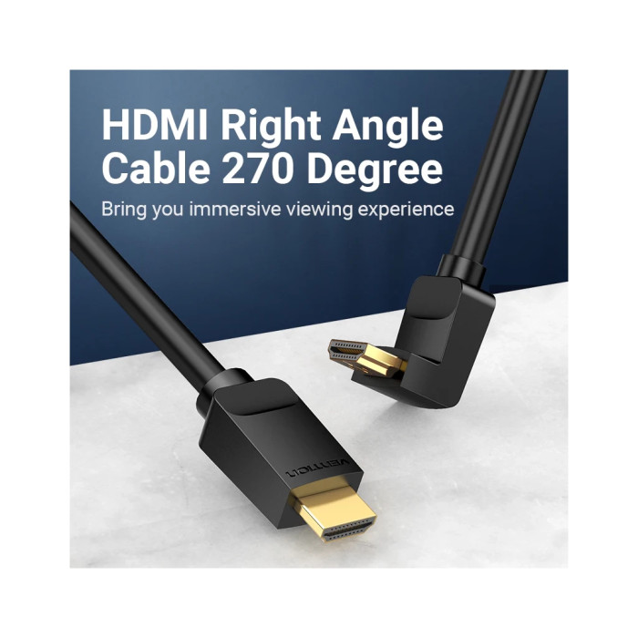 Кабель мультимедійний HDMI M to HDMI M 3.0m 4K60Hz 90° corner black Vention (AAQBI)