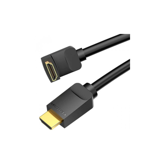 Кабель мультимедійний HDMI M to HDMI M 1.0m V2.0 4K60Hz 90° corner PVC black Vention (AARBF)