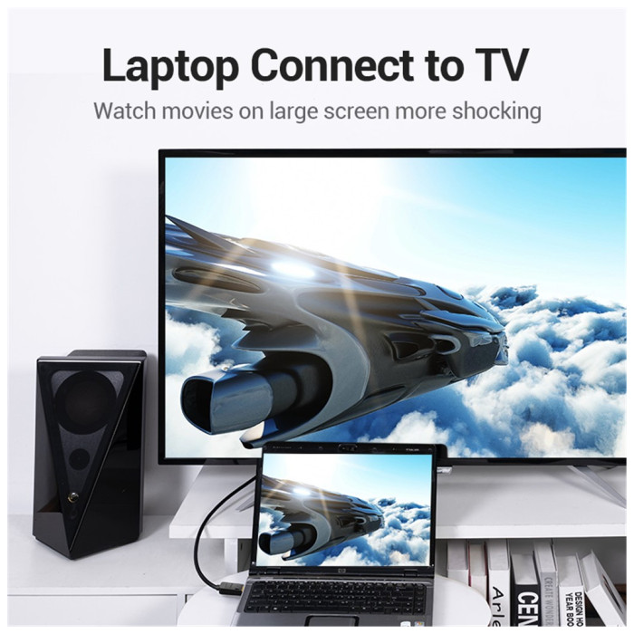 Кабель мультимедійний HDMI M to HDMI M 1.0m 8K60Hz cotton braided black Vention (AAUBF)