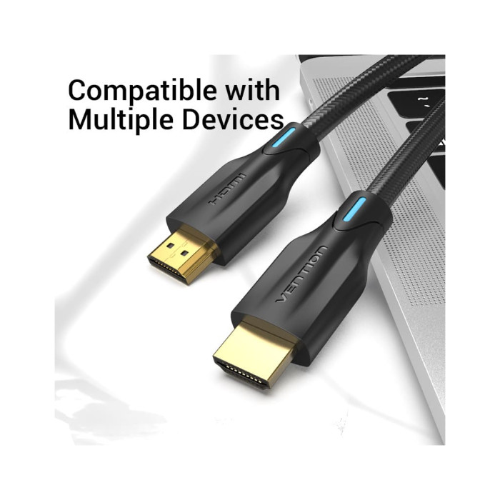 Кабель мультимедійний HDMI M to HDMI M 1.0m 8K60Hz cotton braided black Vention (AAUBF)