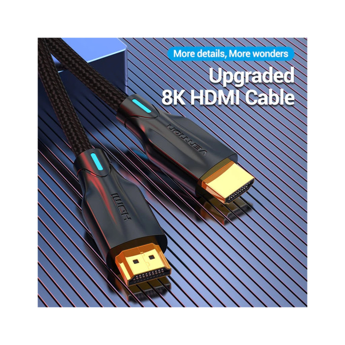 Кабель мультимедійний HDMI M to HDMI M 3.0m 8K60Hz cotton braided black Vention (AAUBI)