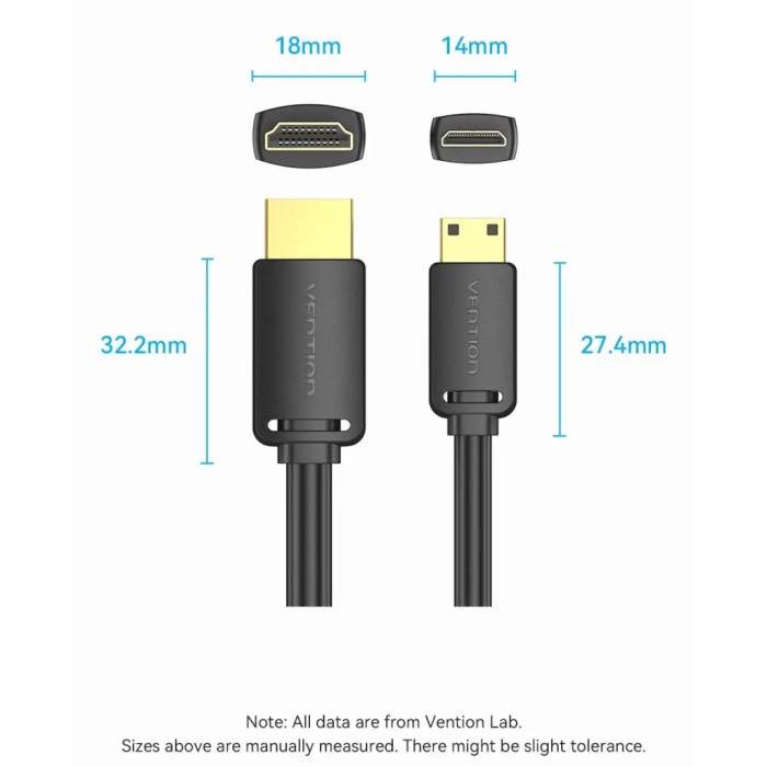 Кабель мультимедійний HDMI M to HDMI mini M 3.0m V2.0 4K60Hz Vention (AGHBI)
