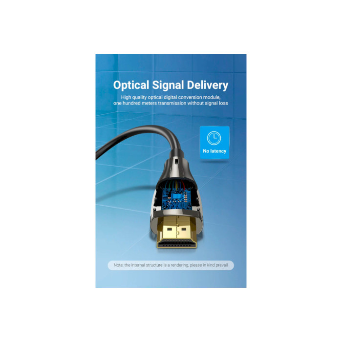 Кабель мультимедійний HDMI M to HDMI M 30.0m V2.0 Optical 4K 60Hz 18Gbps Dolby 7.1 PVC black Vention (ALABT)