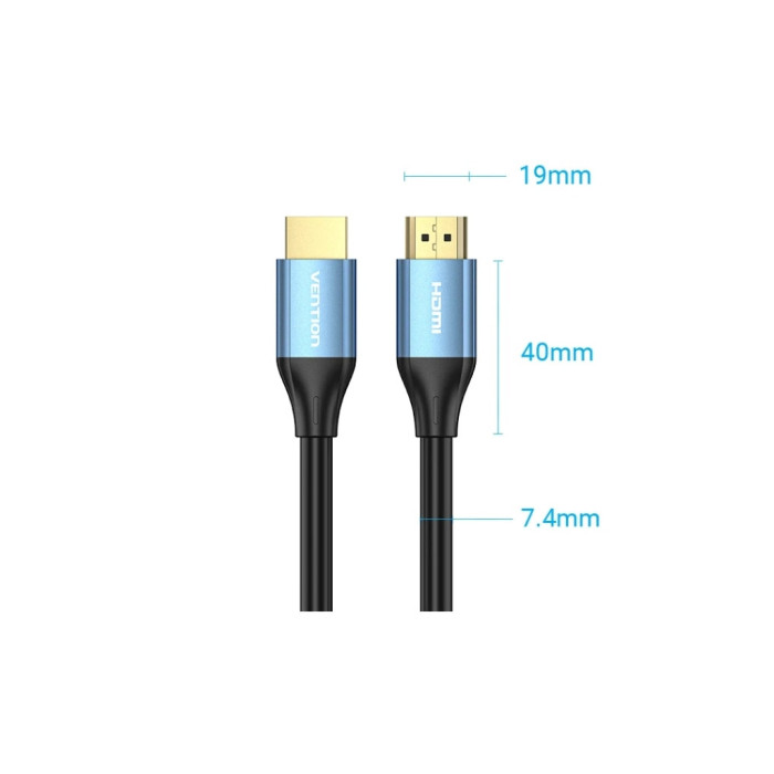 Кабель мультимедійний HDMI M to HDMI M 3.0m V2.0 4K60Hz aluminum alloy blue Vention (ALHSI)