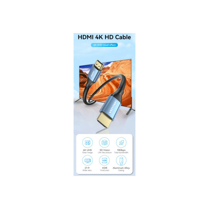 Кабель мультимедійний HDMI M to HDMI M 10.0m V2.0 4K60Hz blue Vention (ALHSL)