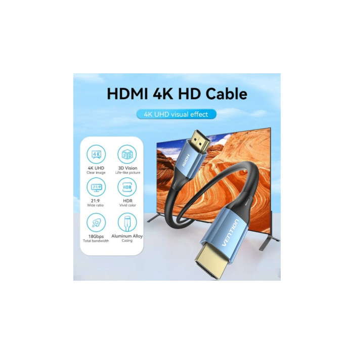 Кабель мультимедійний HDMI M to HDMI M 12.0m V1.4 4K60Hz PVC aluminum alloy blue Vention (ALHSM)