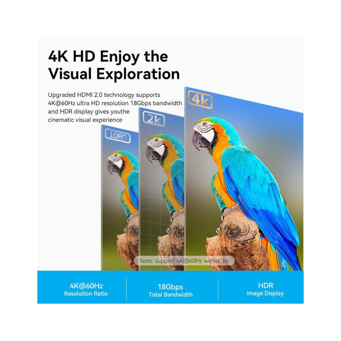 Кабель мультимедійний HDMI M to HDMI M 1.5m 4K60Hz black Vention (ALIBG)
