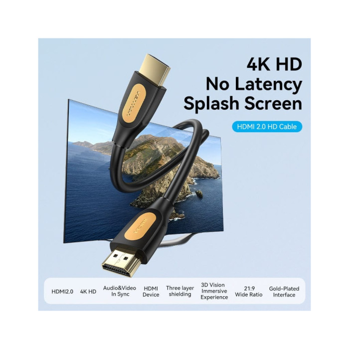 Кабель мультимедійний HDMI M to HDMI M 5.0m 4K30Hz black Vention (ALIBJ)