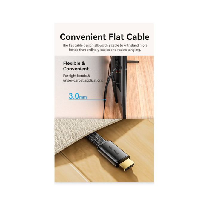 Кабель мультимедійний HDMI M to HDMI M 2.0m V2.1 8K60Hz flat Vention (ALKBH)