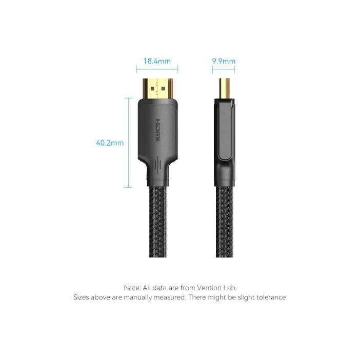 Кабель мультимедійний HDMI M to HDMI M 10.0m 4K30Hz cotton braided black Vention (ALLBL)