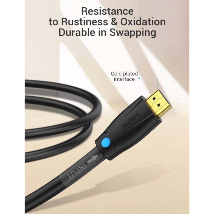 Кабель мультимедійний HDMI M to HDMI M 1.0m 4K60Hz cotton braided black zinc alloy Vention (ALMBF)