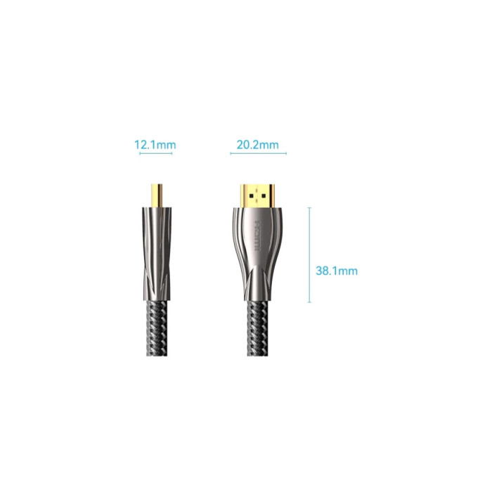 Кабель мультимедійний HDMI M to HDMI M 2.0m V2.0 4K60Hz braided zinc alloy black Vention (ALMBH)