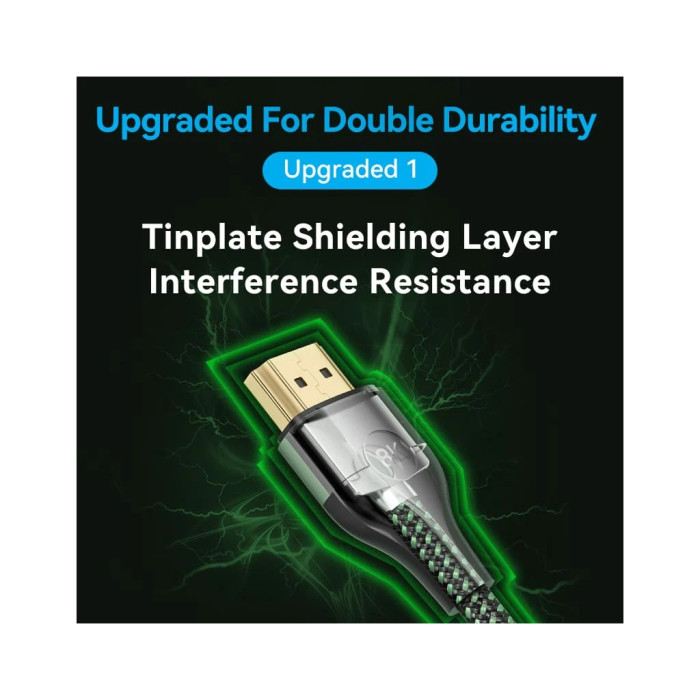 Кабель мультимедійний HDMI M to HDMI M 1.5m 8K60Hz ultra thin cotton braided green Vention (ALOGG)