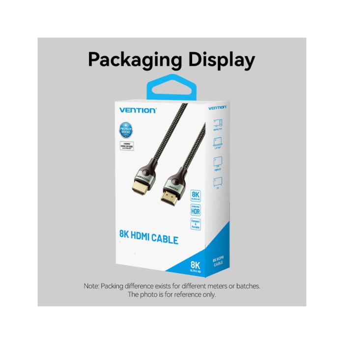 Кабель мультимедійний HDMI M to HDMI M 1.5m 8K60Hz ultra thin cotton braided green Vention (ALOGG)