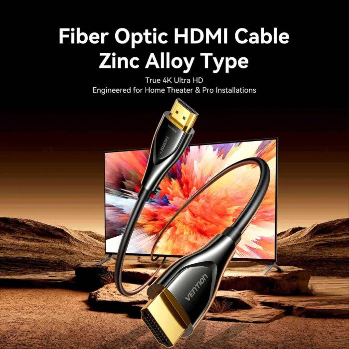 Кабель мультимедійний HDMI M to HDMI M 60.0m 4K60Hz fiber optic black Vention (ALSBAE)