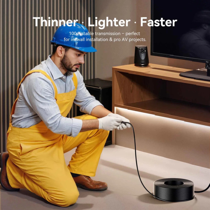 Кабель мультимедійний HDMI M to HDMI M 80.0m 4K60Hz fiber optic black Vention (ALSBAF)