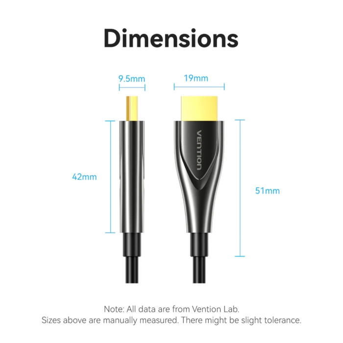 Кабель мультимедійний HDMI M to HDMI M 10.0m 4K60Hz fiber optic zinc alloy black Vention (ALSBL)