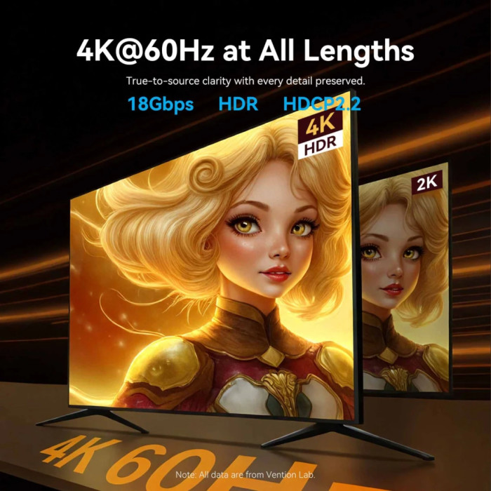 Кабель мультимедійний HDMI M to HDMI M 15.0m 4K60Hz fiber optic zinc alloy black Vention (ALSBN)