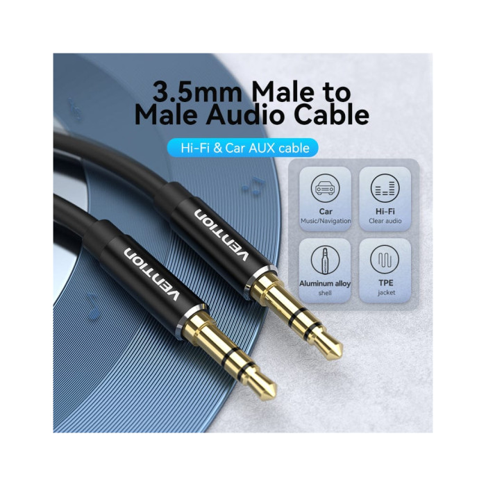 Кабель мультимедійний 3.5mm M to 3.5mm M 1.5m black Vention (BAXBG)