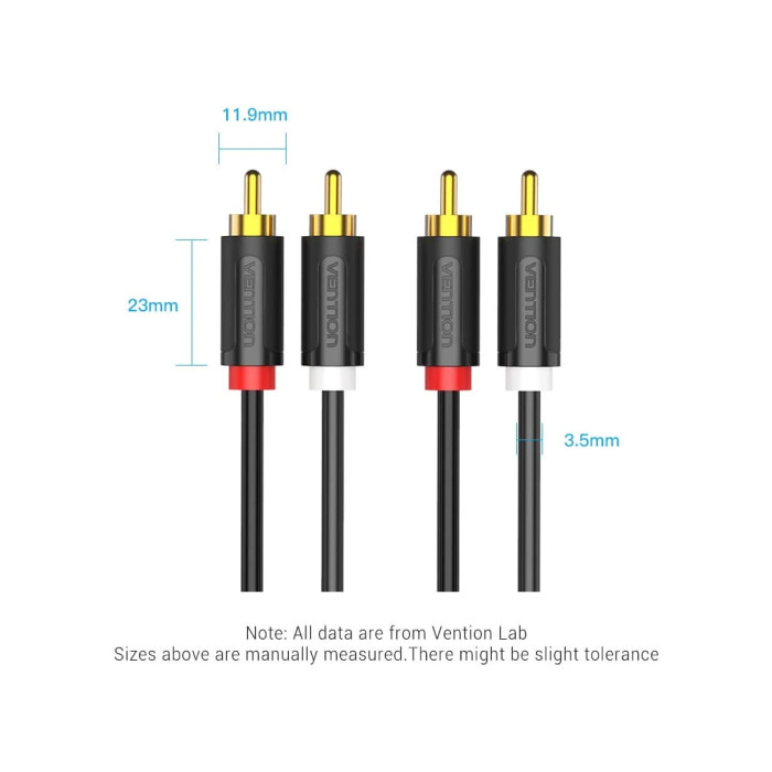 Кабель мультимедійний 2xRCA M to 2xRCA M 1.5m black Vention (BCMBG)