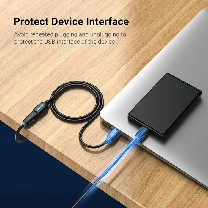 Дата кабель USB 3.0 AM/AF 0.5m black Vention (CBHBD)