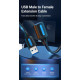 Дата кабель USB 2.0 AM/AF 1.5m black Vention (CBIBG)