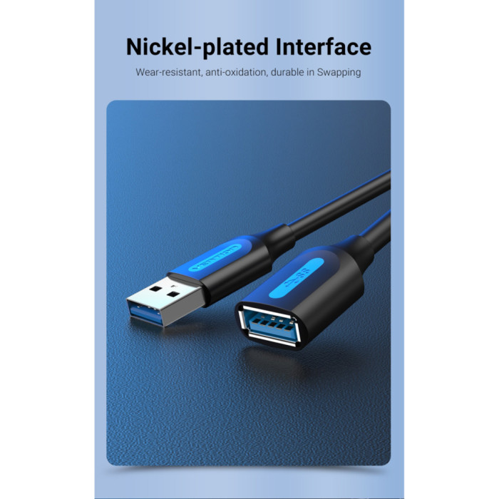 Дата кабель USB 2.0 AM/AF 1.5m black Vention (CBIBG)