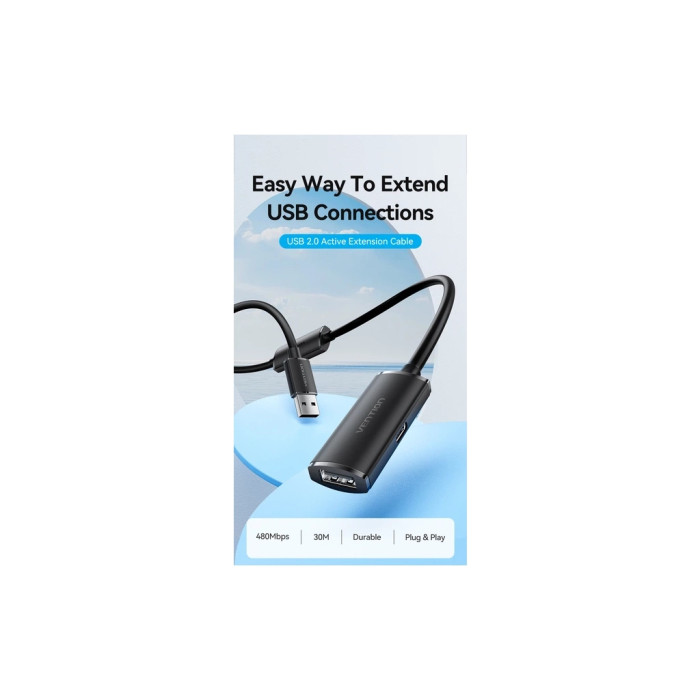 Дата кабель USB 2.0 AM/AF 10.0m Active black Vention (CBKBL)