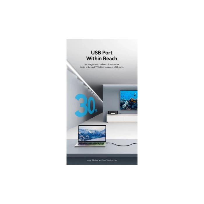 Дата кабель USB 2.0 AM/AF 10.0m Active black Vention (CBKBL)