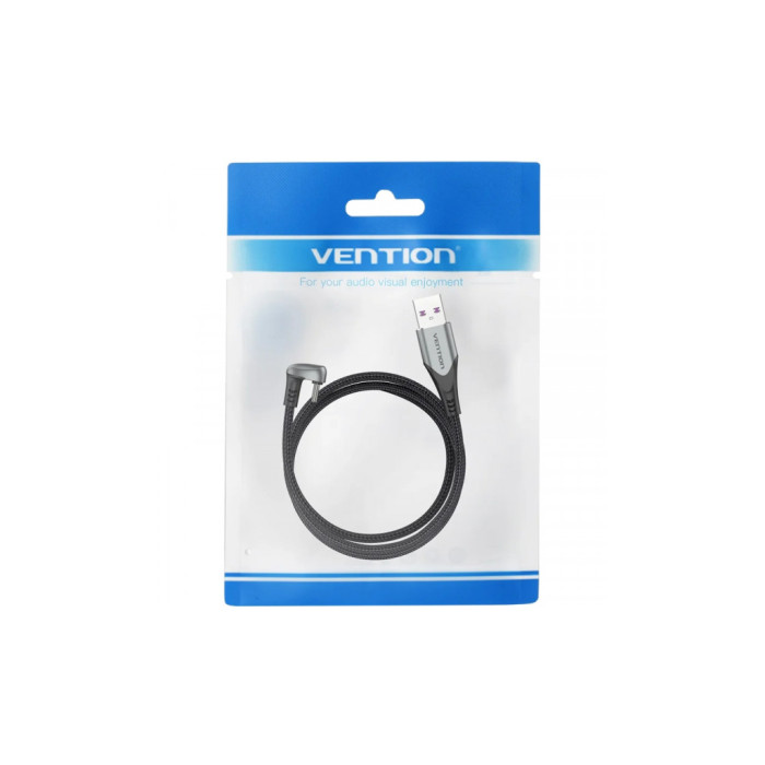 Дата кабель USB 2.0 AM to USB-C 1.5m 66W 180° U-Shaped aluminum alloy Vention (COHHG)