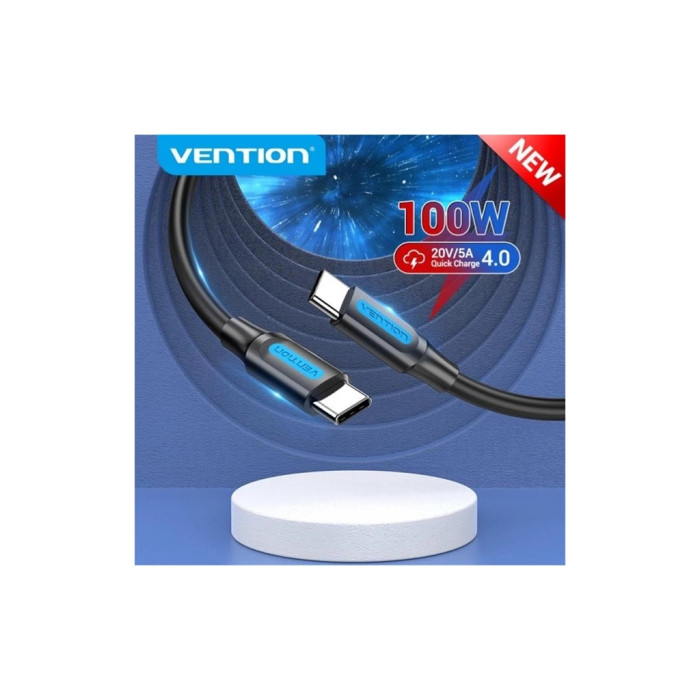 Дата кабель USB-C to USB-C 1.5m 5A black Vention (COTBG)