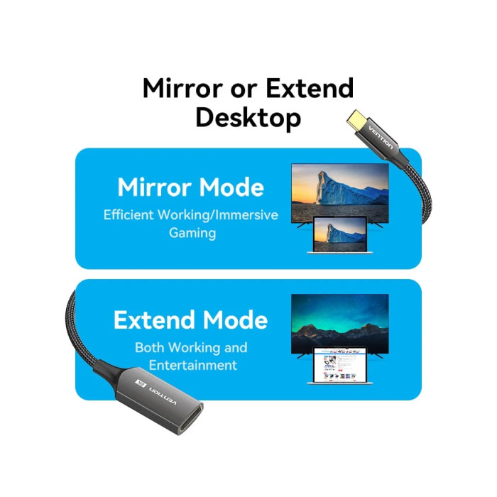 Кабель мультимедійний USB-C to DisplayPort M 0.25m 8K black Vention (CRGBC)