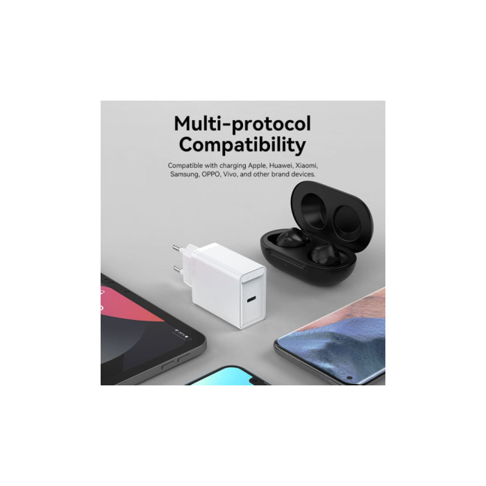 Зарядний пристрій Vention 1xUSB-C PD20W QC4.0 white (FADW0-EU)