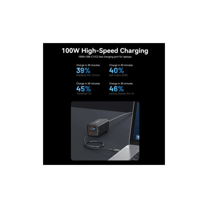 Зарядний пристрій Vention 4xUSB 100W (2xUSB-C+2xUSB-A) PD3.0/QC 3.0/GaN Black (FBSBG-EU)
