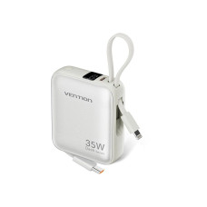 Батарея універсальна Vention 10000mAh 35W PD, built-in USB-C, Lightning Cables, LED Display, Beige (FHFN0)