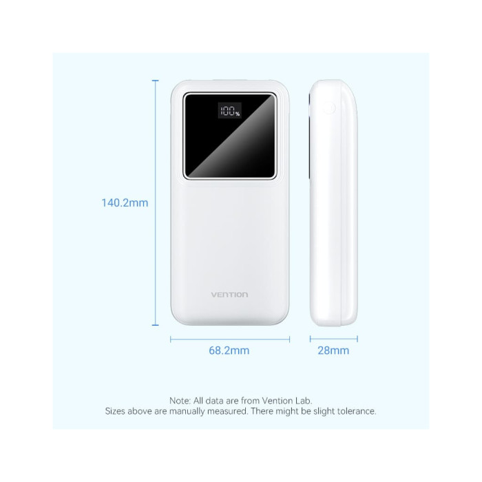 Батарея універсальна Vention 20000 mAh 22.5W Black LED Display Type (FHLB0)