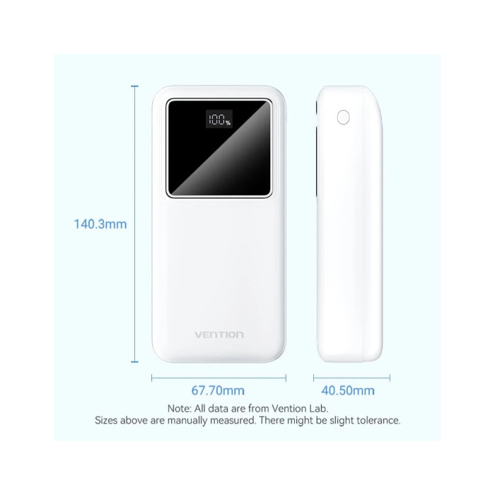 Батарея універсальна Vention 30000 mAh 22.5W Black LED Display Type (FHMB0)