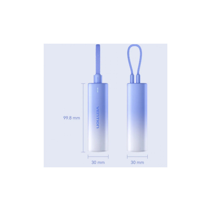 Батарея універсальна Vention 5000mAh 20W PD, USB-C In/Out, Lightning In/Out, with cable, Gradient Blue (FHWL0)