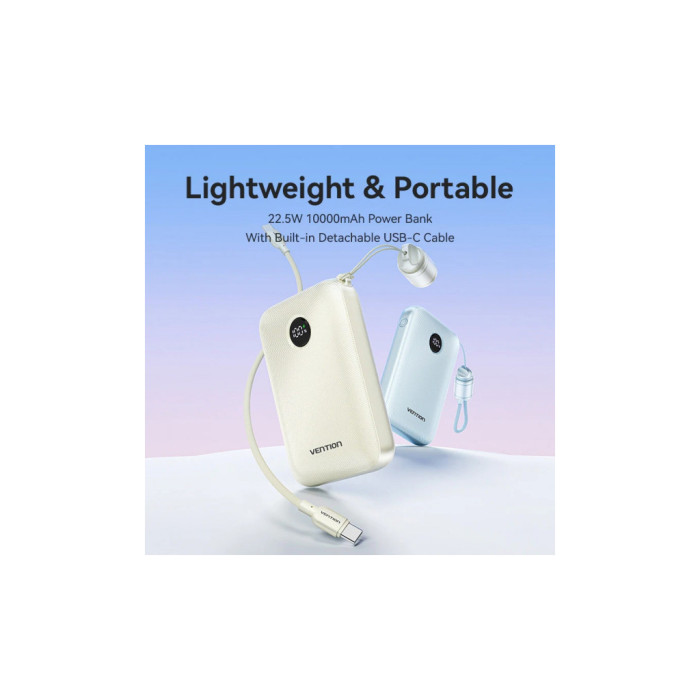 Батарея універсальна Vention 10000mAh 22,5W Fast Charging, USB-A, 2xUSB-C Beige (FKAN0-C)