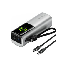 Батарея універсальна Vention 20000mAh 165W PD/3.1, with Built-in USB-C cable, TFT Display, Silver (FKFI0)
