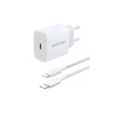 Зарядний пристрій Vention 1xUSB-C PD20W + cable USB-C to USB-C white (G16W0-EU)