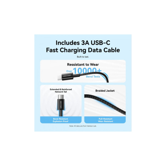 Зарядний пристрій Vention 1xUSB-C PD20W + cable USB-C to Lightning black (G17B0-EU)