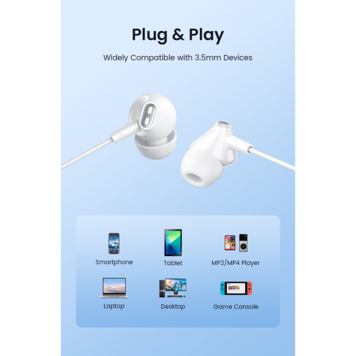 Навушники Vention Echo Lite 3.5mm In-Ear Wired White (GBAWAV)